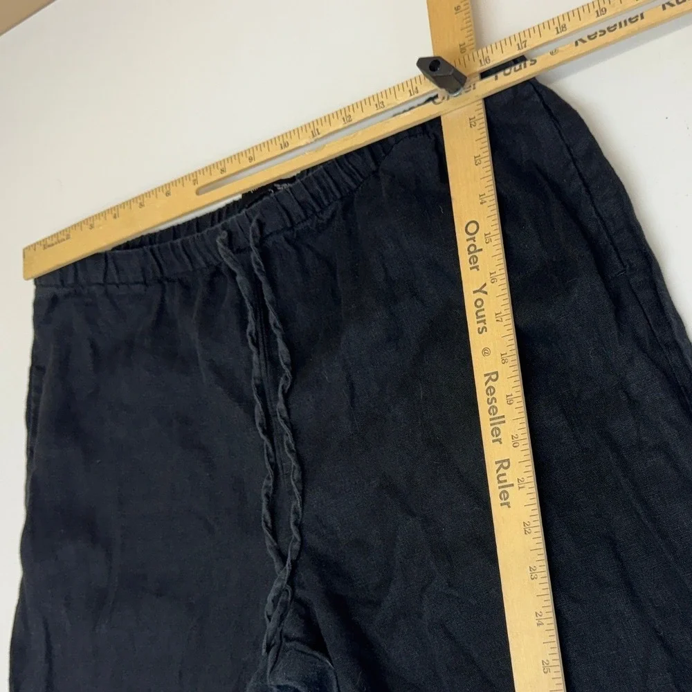MNG Mango Pants Womens XXL Black Linen‎ Straight Leg Coastal Grandma Boho